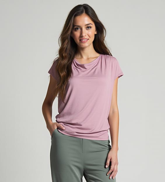 Yoga-Shirt flowing batwing "ala" - rose - YOGISHOP