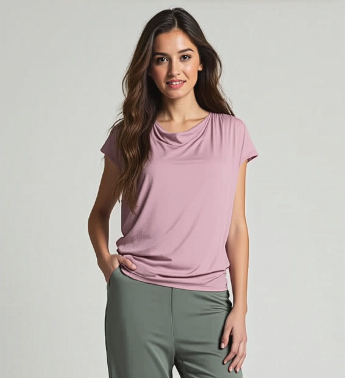Yoga-Shirt vloeiende batwing "ala" - roos