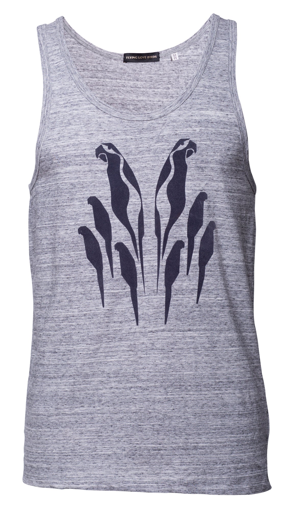 Yoga-Tank-Top "Birds"- melange-grey / grey - YOGISHOP