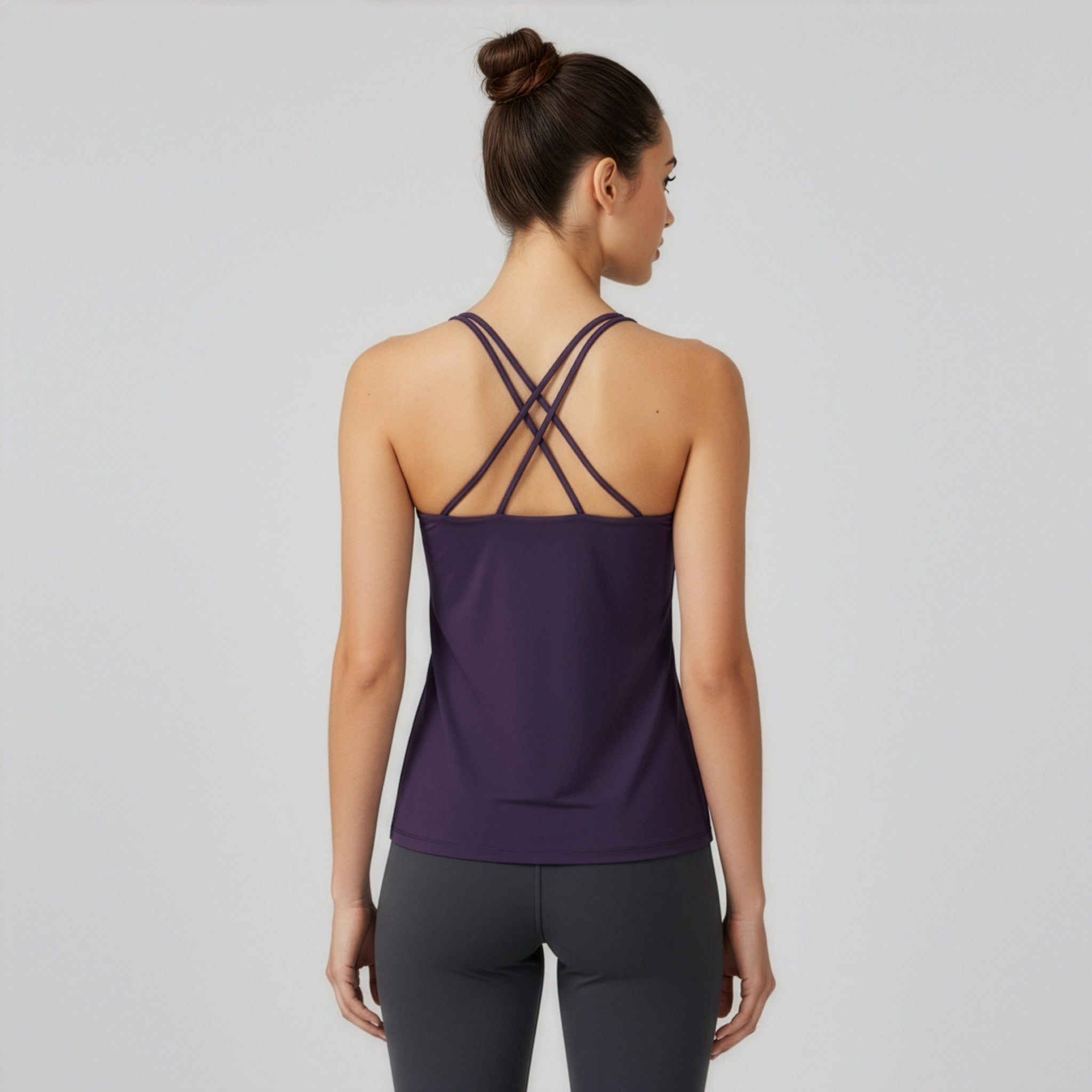 Yoga-Bra Spaghetti Top - dark violet