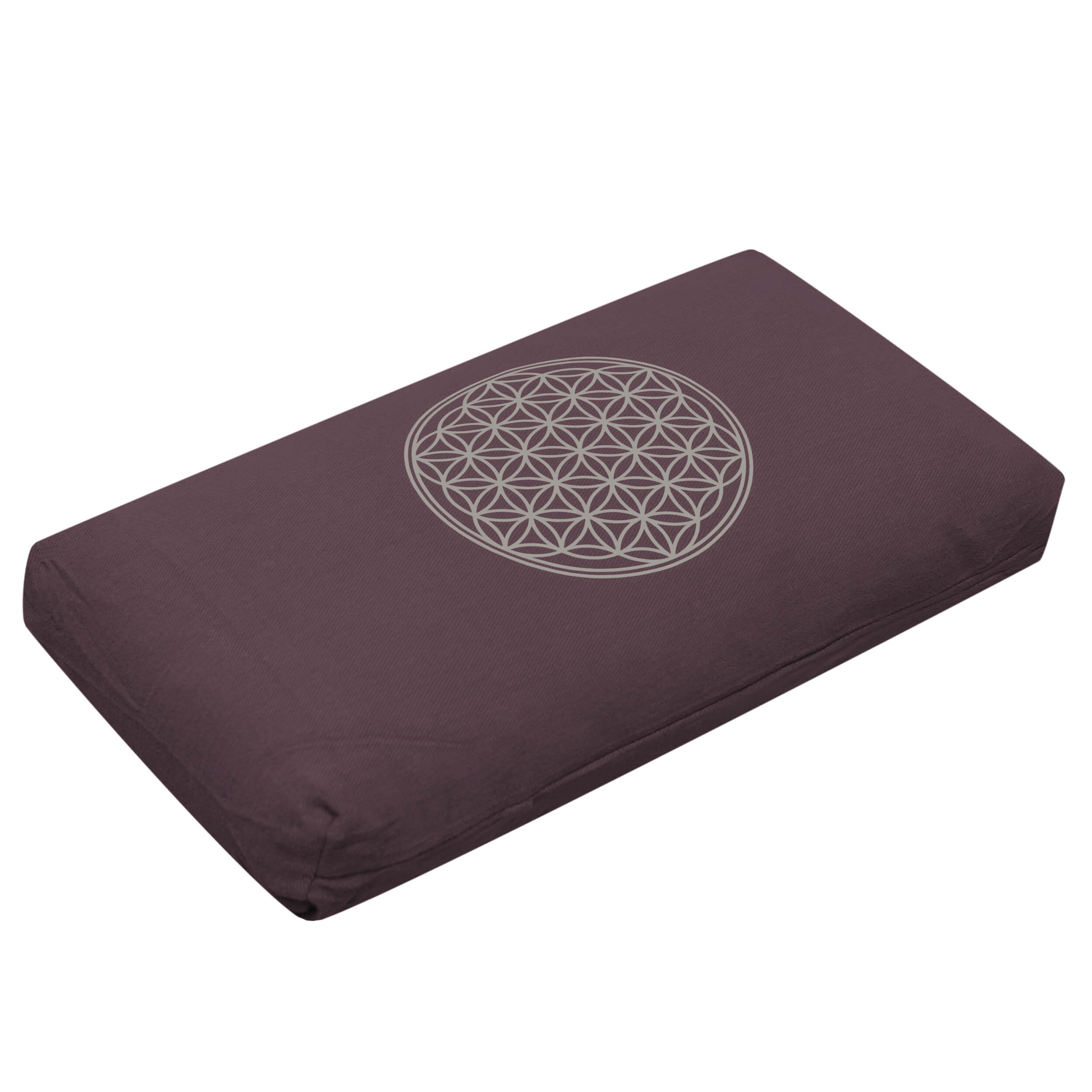 2. Wahl Yogakissen - klein - Blume des Lebens - mit Bio Dinkelspelz-Füllung - elderberry