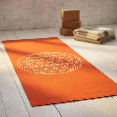 Yogateppich cotton rug - flower of life - siena/cream - YOGISHOP