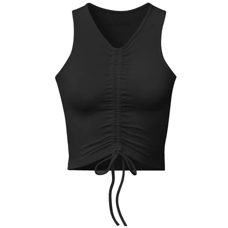 Yoga Top Cropped V neck and ruffles - black - YOGISHOP