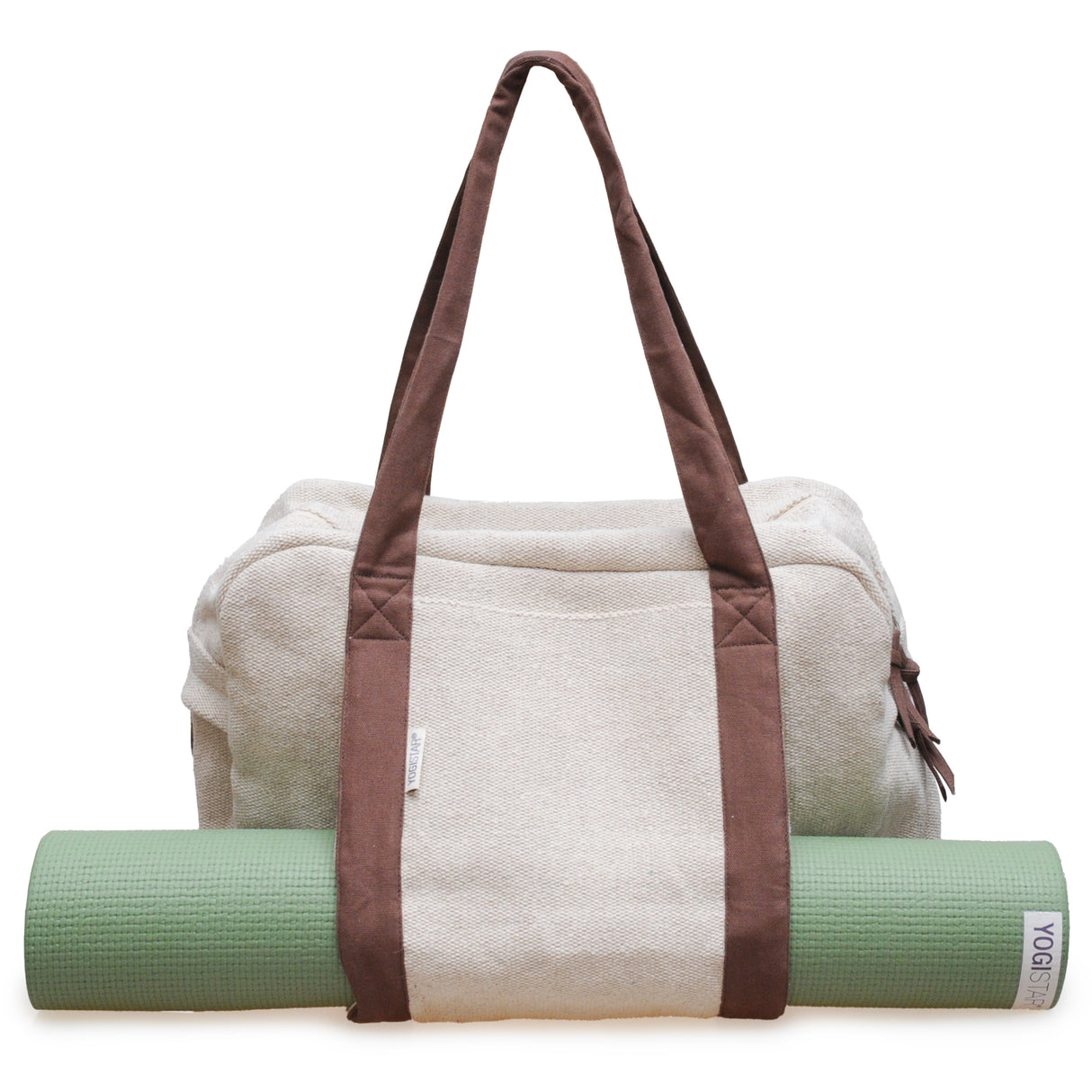 Sac de yoga yogibag® tout-en-un - jute - crème nature/taupe-gris