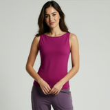 Yoga-Top Boatneck "ala" - raspberry - YOGISHOP