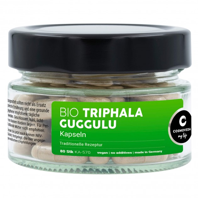 Organic Triphala (Trifruit) Guggulu Capsules, 80 Capsules 