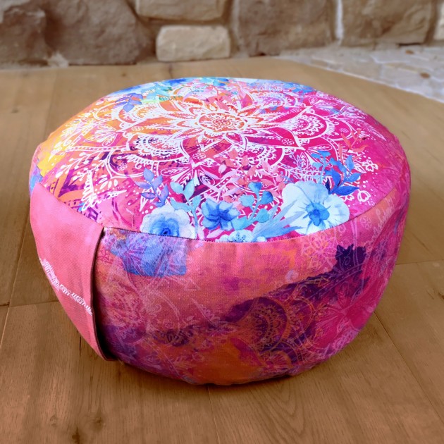 Meditation cushion round, pink/multicoloured 