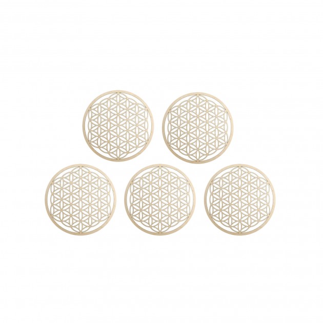 Wall ornament "Flower of Life", wood 6 cm - set of 5 