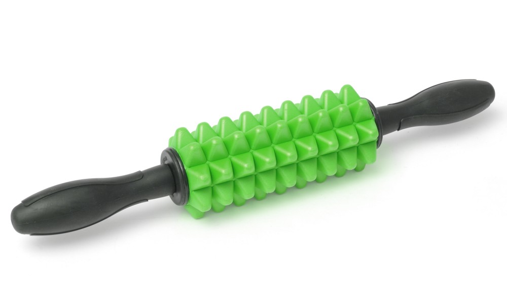 Fascia roller / massage roller with handles - green 