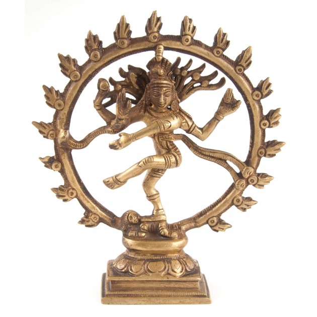 Shiva Nataraja Figur aus Messing, 16,5 cm 