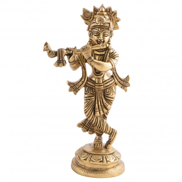 Krishna Figur aus Messing, 18 cm 