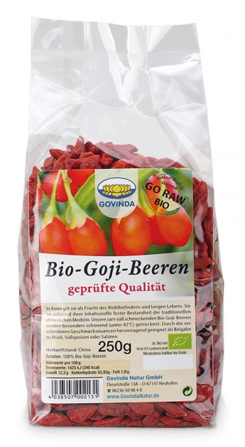 Organic goji berries, 250 g 250g