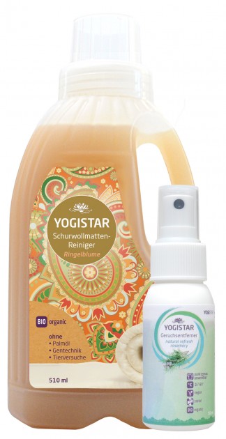 Free organic wool detergent (organic virgin wool mat cleaner - marigold - 510 ml) + organic yogawear odour remover (natural refresh - rosemary - 50 ml) 