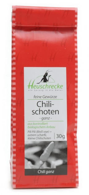 Organic chilli peppers (whole), 30 g 