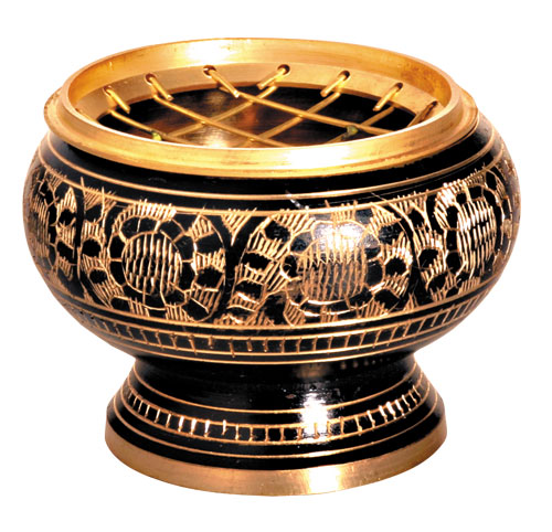 Brass incense burner (ø 5.5 cm), with mesh insert 