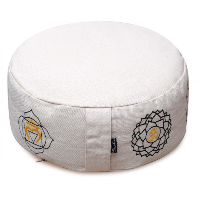 Meditation cushion - round - Chakras - organic cotton - ø 36cm x 15cm 7 Chakras