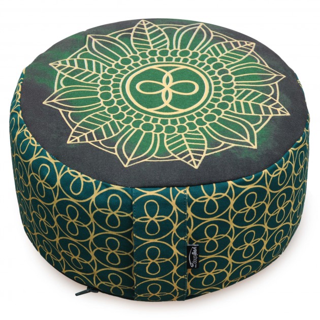 Meditation cushion - round - cosmic flow - organic cotton - ø 30cm x 15cm green