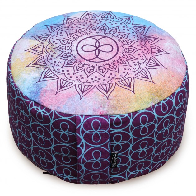 Meditation cushion - round - cosmic flow - organic cotton - ø 30cm x 15cm purple