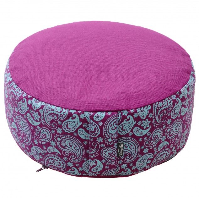 Meditation cushion round - vintage - cotton - ø 36cm x 15cm paisley fusion violet
