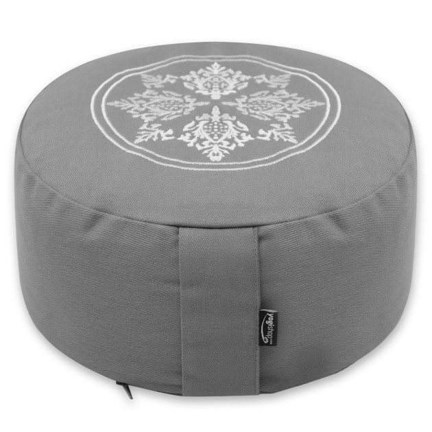 Meditation cushion round - organic cotton - ø 30cm x 15cm cool grey
