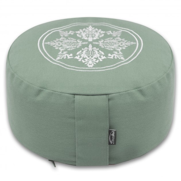 Meditation cushion round - organic cotton - ø 30cm x 15cm Kapok/light green