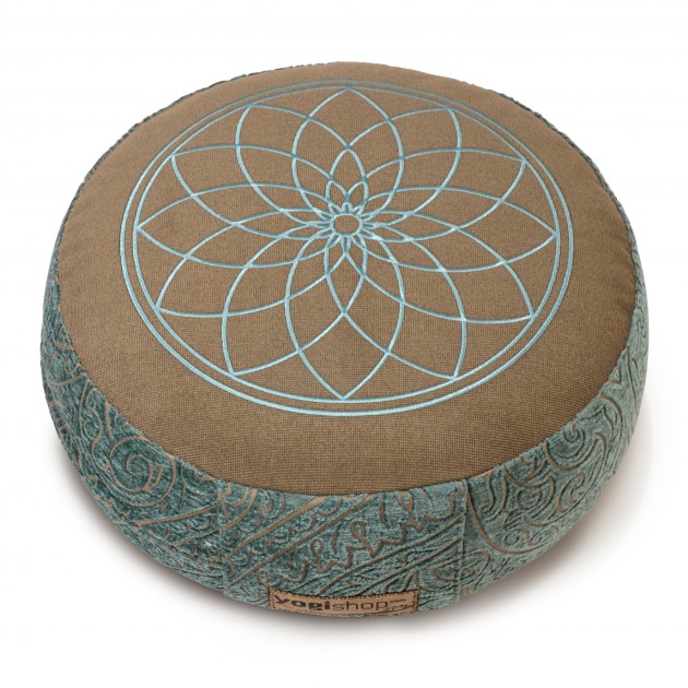 Meditation cushion - Sunflower, round turquoise