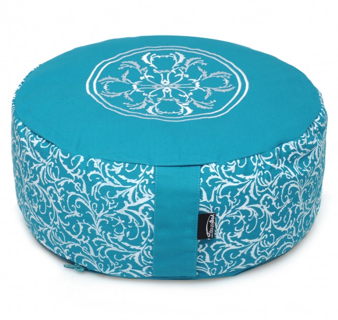 Meditation cushion round - vintage - cotton - ø 36cm x 15cm turquoise