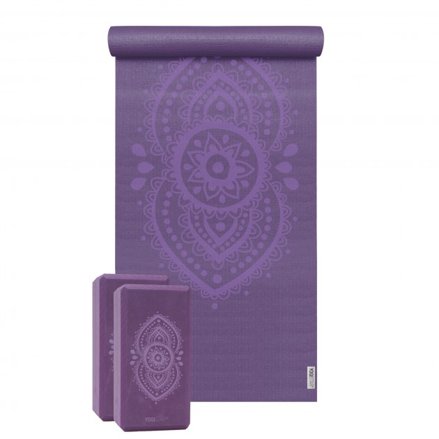 Yoga Set Starter Edition - ajna chakra (yoga mat + 2 yoga blocks) aubergine