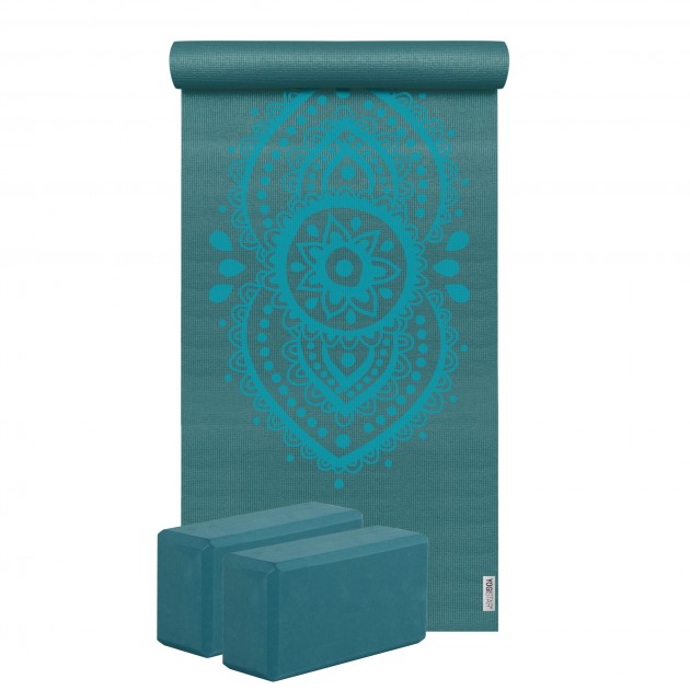 Yoga-Set Starter Edition - ajna chakra (Yogamatte + 2 Yogablöcke) petrol