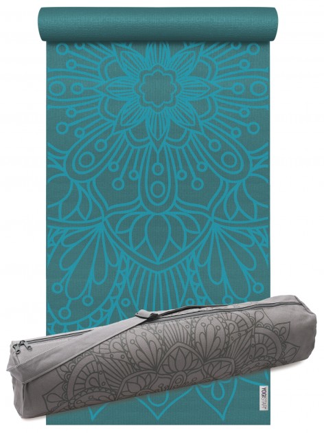 Yoga-Set Starter Edition - lotus mandala (Yogamatte + Yogatasche) petrol