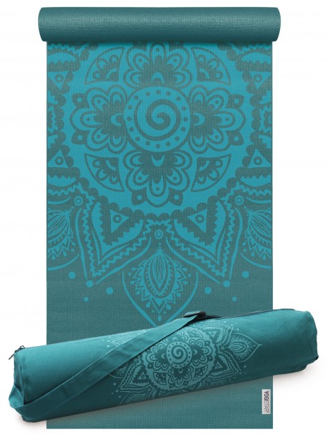 Yoga Set Starter Edition - spiral mandala (yoga mat + yoga bag) petrol