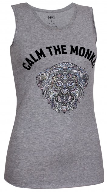 Tank-Top "calm the monkey" - grey melange 