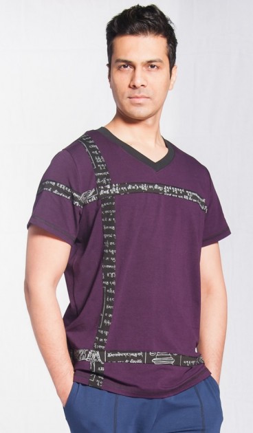 T-Shirt mit V-Ausschnitt "Calm", men - violet 