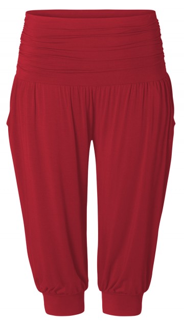 Yoga Curves Collection Wide 7/8 Pants - cherry 