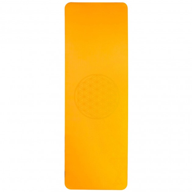 Yogamatte TPE ecofriendly - Blume des Lebens orange/grau