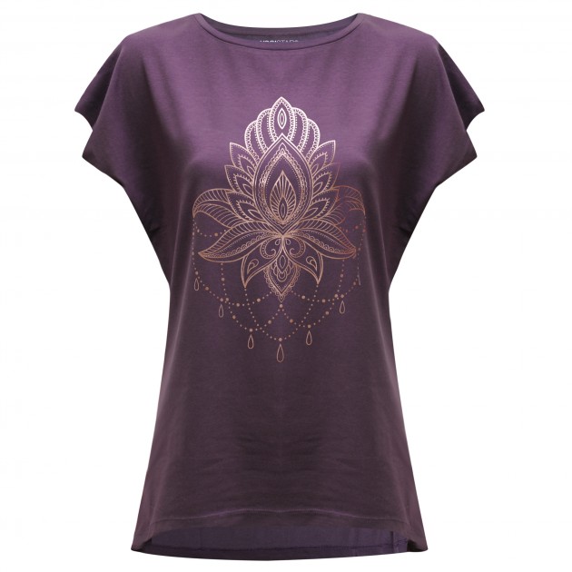 Yoga T-shirt Batwing "celestial flower" - berry/copper M