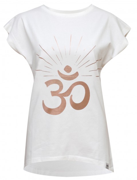 Yoga-T-Shirt Batwing „OM sunray“ - ivory/copper L