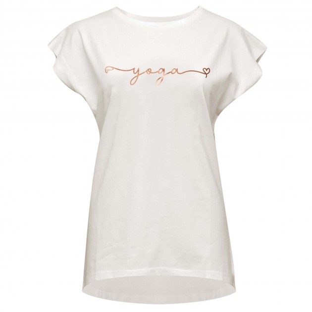 Yoga T-shirt Batwing "yoga" - ivory/copper 