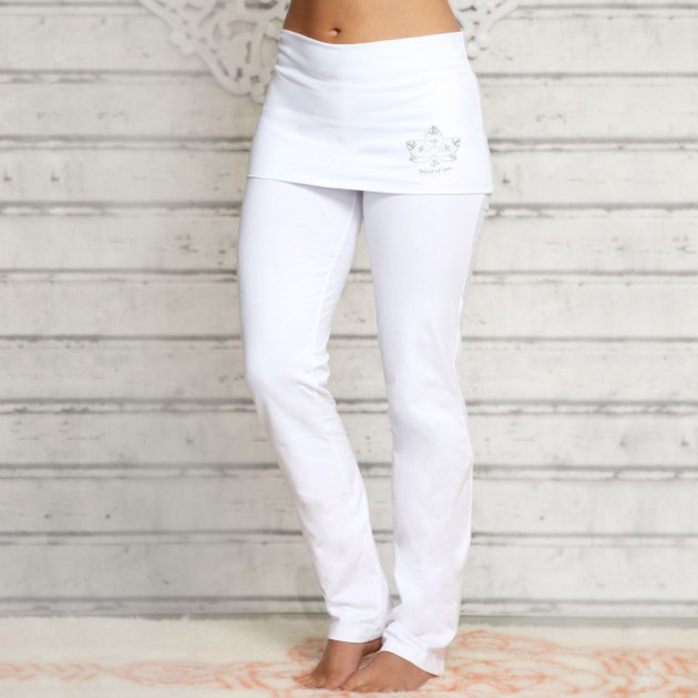Yoga pants with skirt waistband - white M
