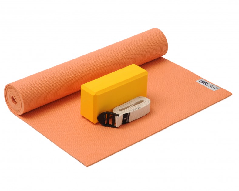 Yoga-Set Kick-It - One (Yoga mat + yoga block + yoga belt) mango