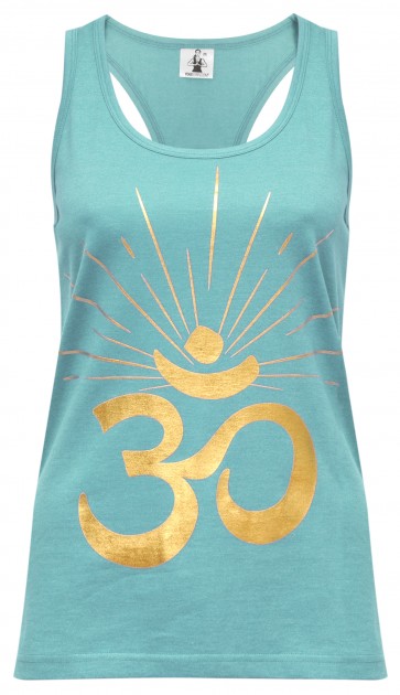 Yoga racerback top "OM sunray" - mint/gold 